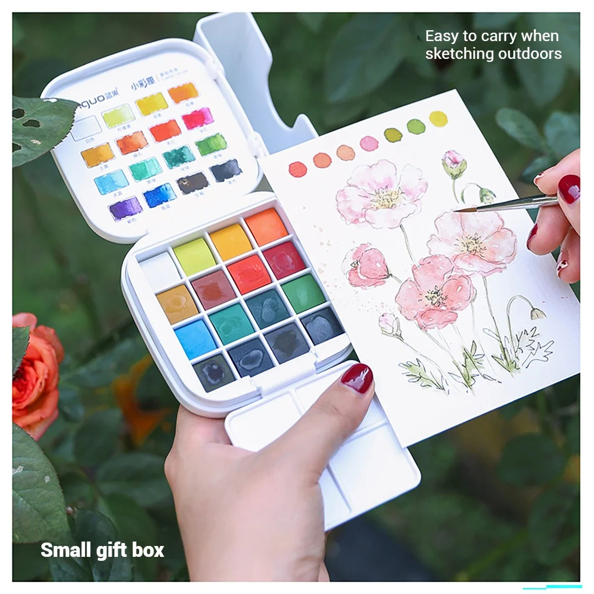 LANGUO 16 Colors Portable Solid Watercolor Paint Set and Coloring Book Artist Student Sketching Painting Art Supplies Stationery - view 6