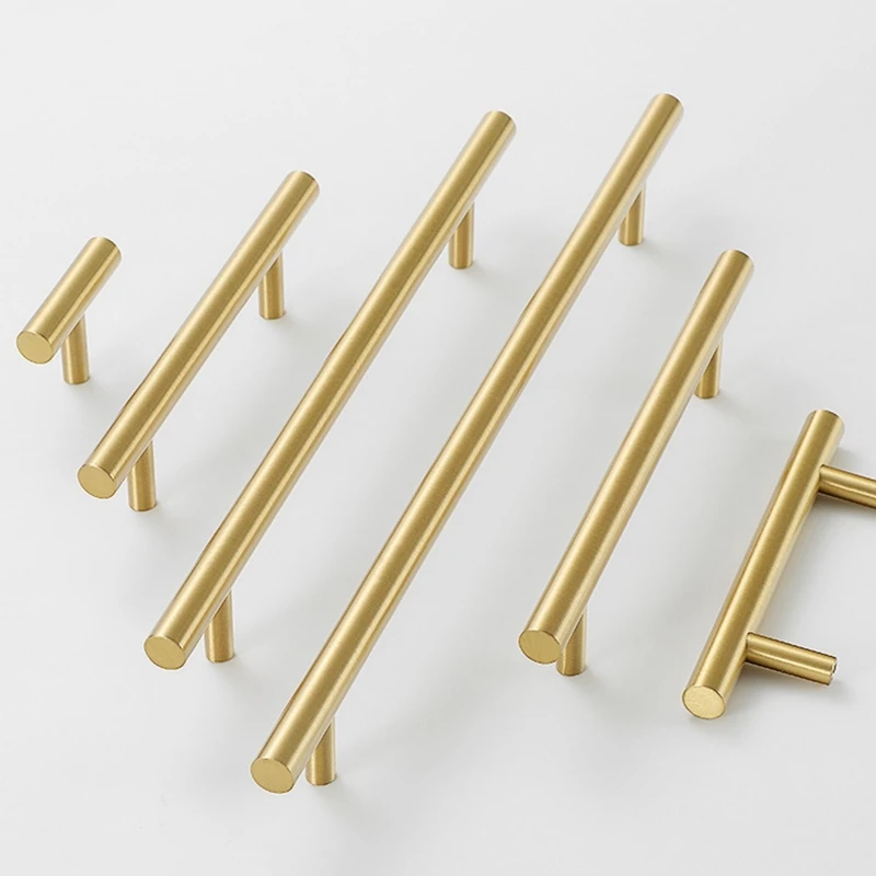 Tbar Brass Kitchen Cabinet Handles Gold Drawer Bathroom Cupboard Furniture Pulls and Knobs 128mm 160mm 320mm-4Pack