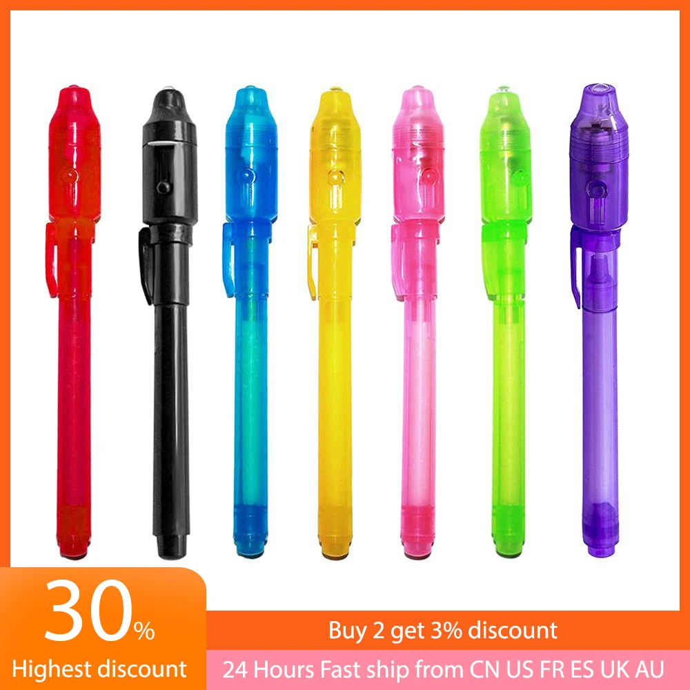 Luminous Light Invisible Pen UV Check Money Drawing Magic Pens Learning Education Toys for Children 2 in 1 Light Drawing Pen