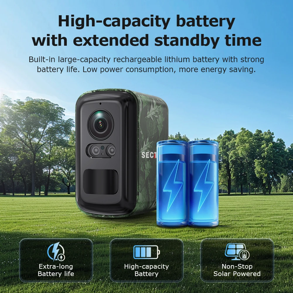 كاميرا Sectec 5MP صغيرة تعمل بالطاقة الشمسية 4G للمراقبة الخارجية مموهة ملونة كاميرا أمان WiFi كشف PIR تتبع تلقائي تطبيق UBox #4