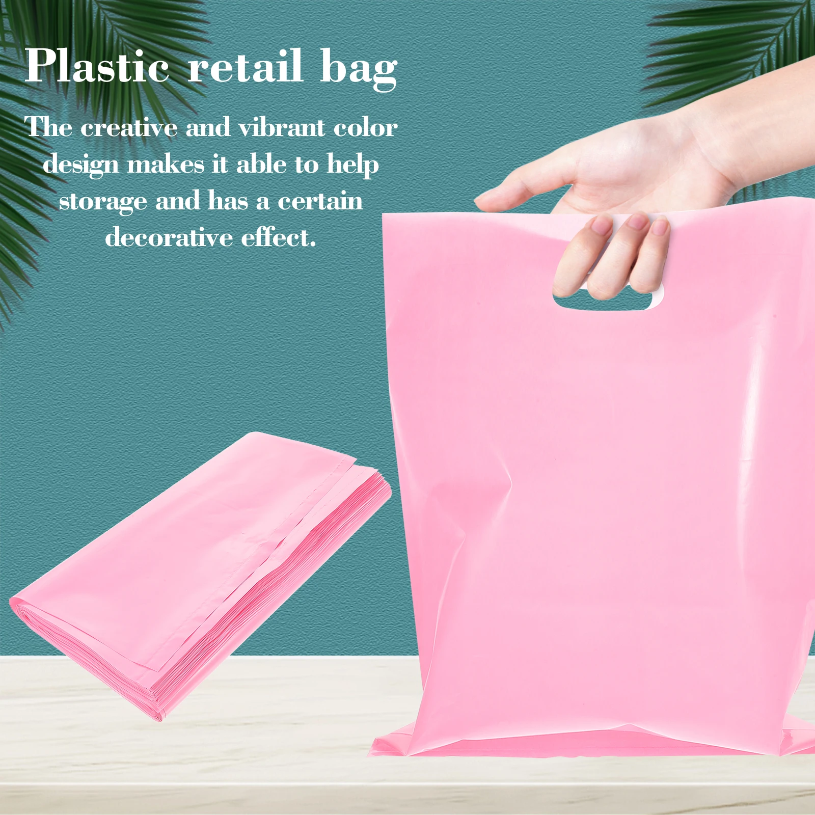 

100pcs Gift Plastic Merchandise Bulk Retail Shopping Bags Sturdy Handles Reusable Tote Bags For Small Business Party Jewelry