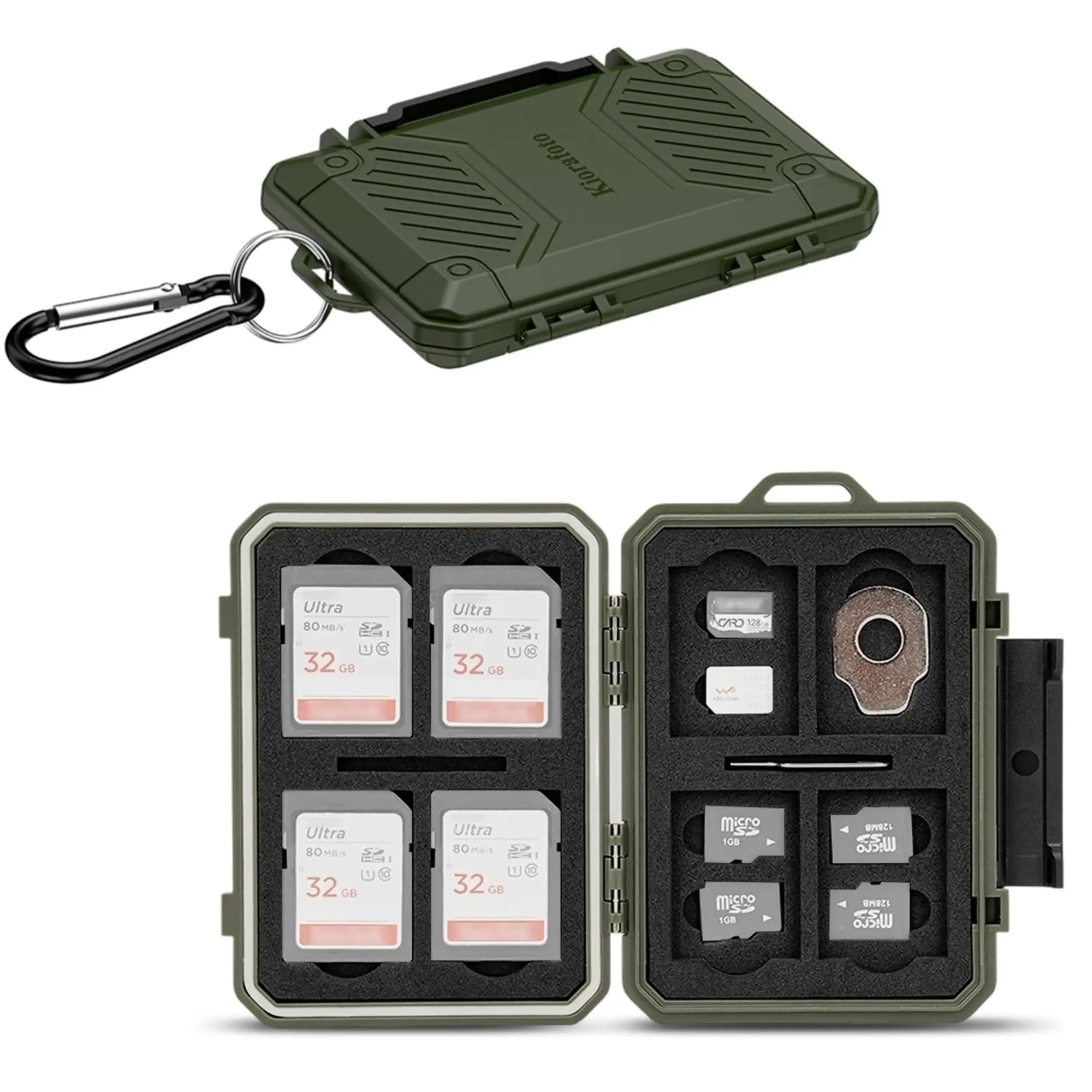 22 Slots SD Card Case Holder Waterproof Memory Card Storage Box for 8 SD SDHC SDXC Cards +12 MicroSD TF MSD Cards+2Nano SIM Card