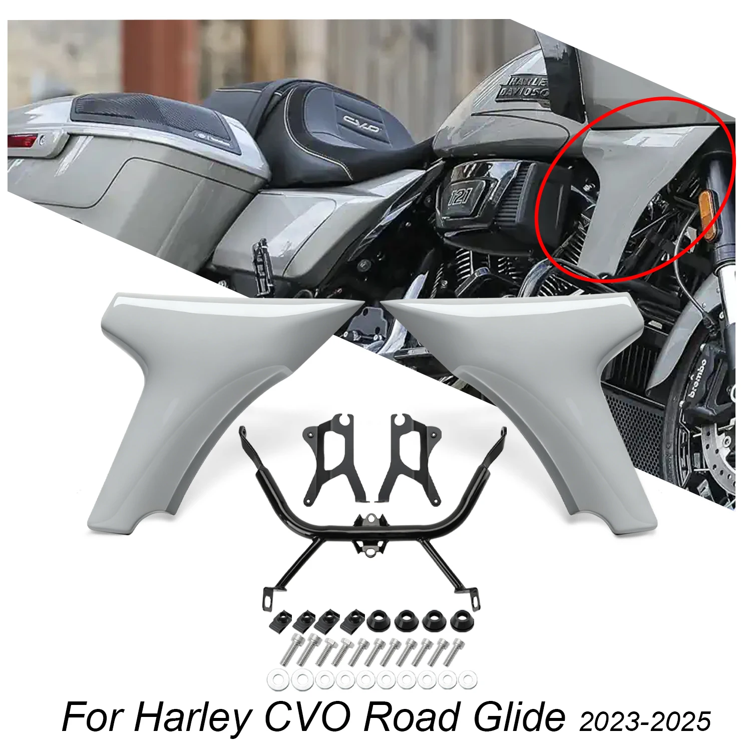 

Motorcycle Fairing Side Cover Panel Bracket Kit ABS Plastic Fit For Harley Touring CVO Road Glide ST FLTRXSTSE FLTRXSE 2023-2025