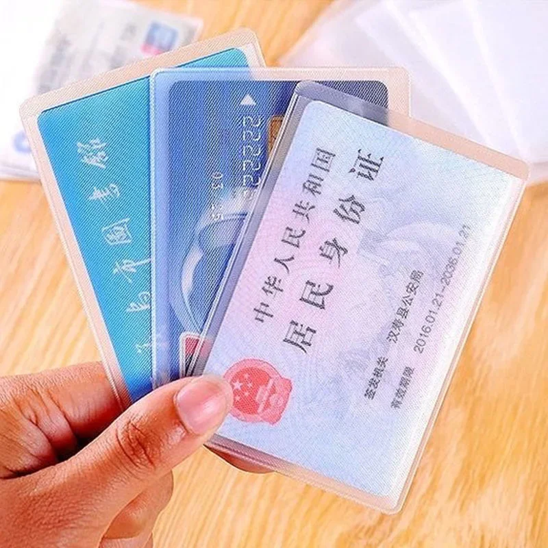 10PCS Transparent Card Cover Protective Holder PVC Waterproof Credit ID Business Card Protection Document Id Badge Case