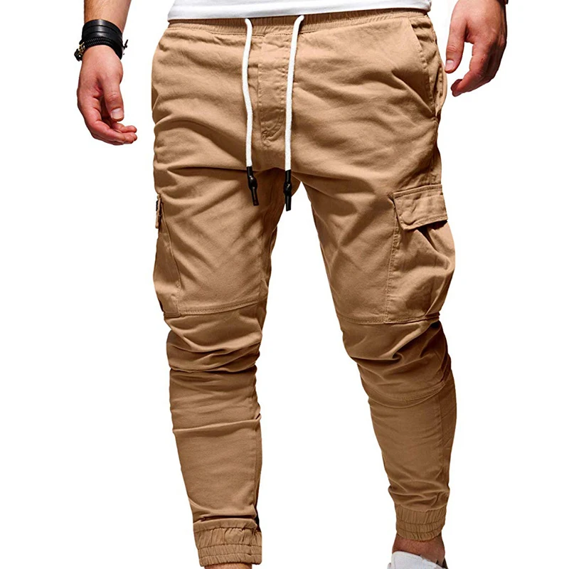 2023 Spring Autumn New Elastic Waist Pockets Drawstring Pencil Pants Man Fashion Motion Comfortable All-match Running Trousers