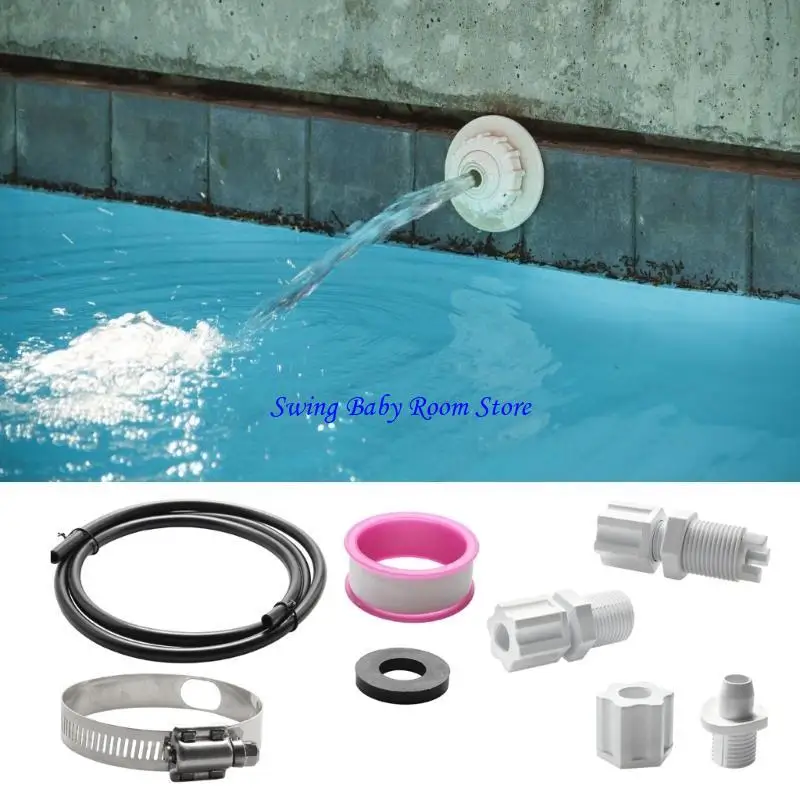 

K1AD Pool Pipe Connection Set Easy Installation Pool Fittings ABS Texture for Pool