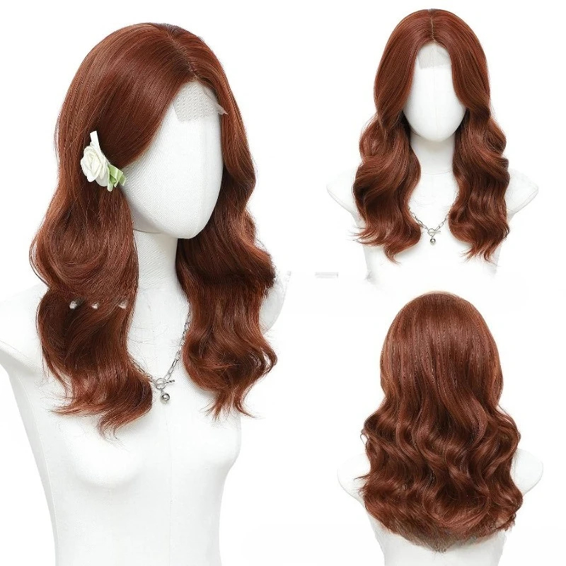 T Part Lace Front Wig, Middle Part Long Water Wave Synthetic Full Head Wig for Women Daily Wear