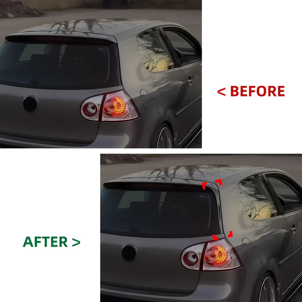 Für VW Volkswagen Golf MK5 Standard R32 2003 2004 2005 2006 2007 2008 Heckscheiben-Spoiler Flügel-Verkleidung Hochglanz Schwarz/Carbon-Look – Detail 2