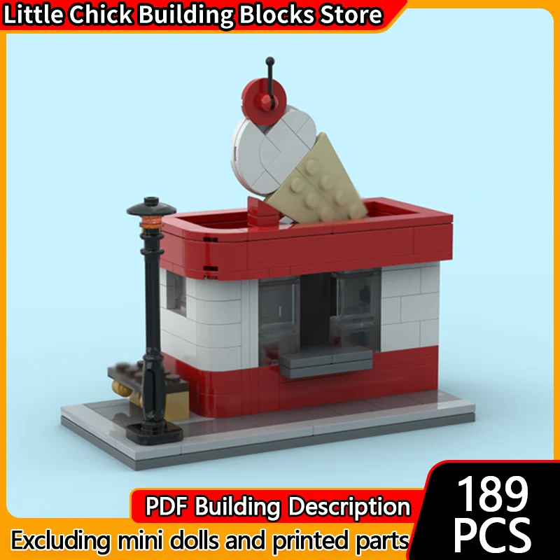 

City Street View Model MOC Building Bricks City Ice Cream Shop Modular Technology Children Holiday Gifts Assemble Toys Suit