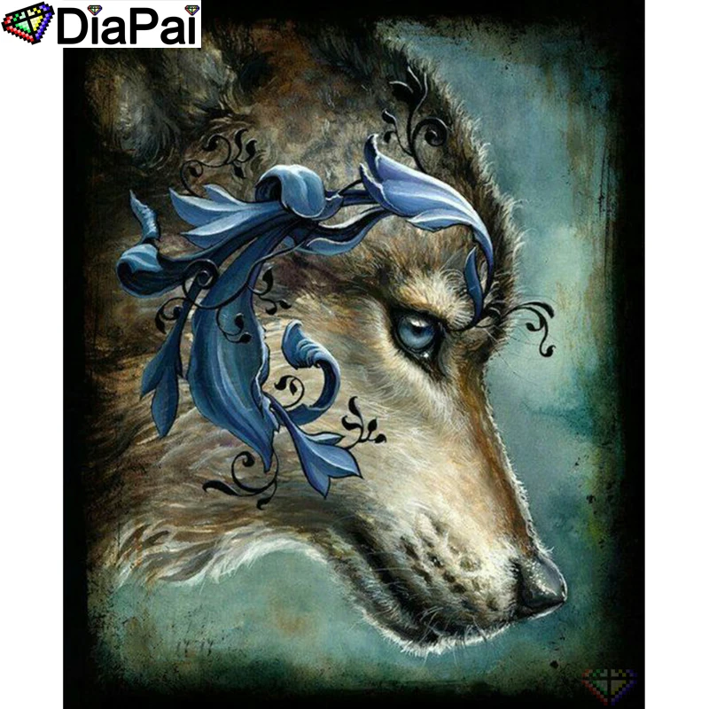 

DIAPAI 5D DIY Diamond Painting 100% Full Square/Round Drill "Animal wolf" Diamond Embroidery Cross Stitch 3D Decor A21840