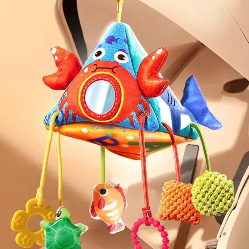 090B Interactive Infant Crib Hanger Soft Rattle Teething Toy For Visual Stimulation