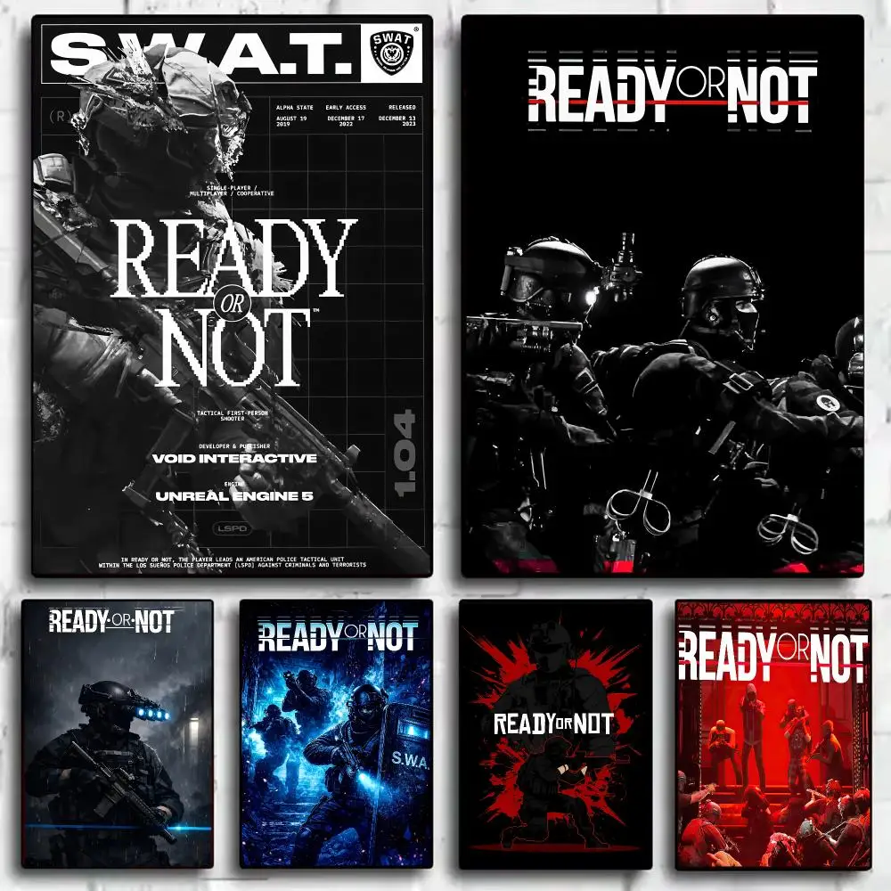 Game R-Ready or Not Painting Calligraphy Canvas HD Poster Waterproof Fade Resistant Wall Art Print for Home Decor