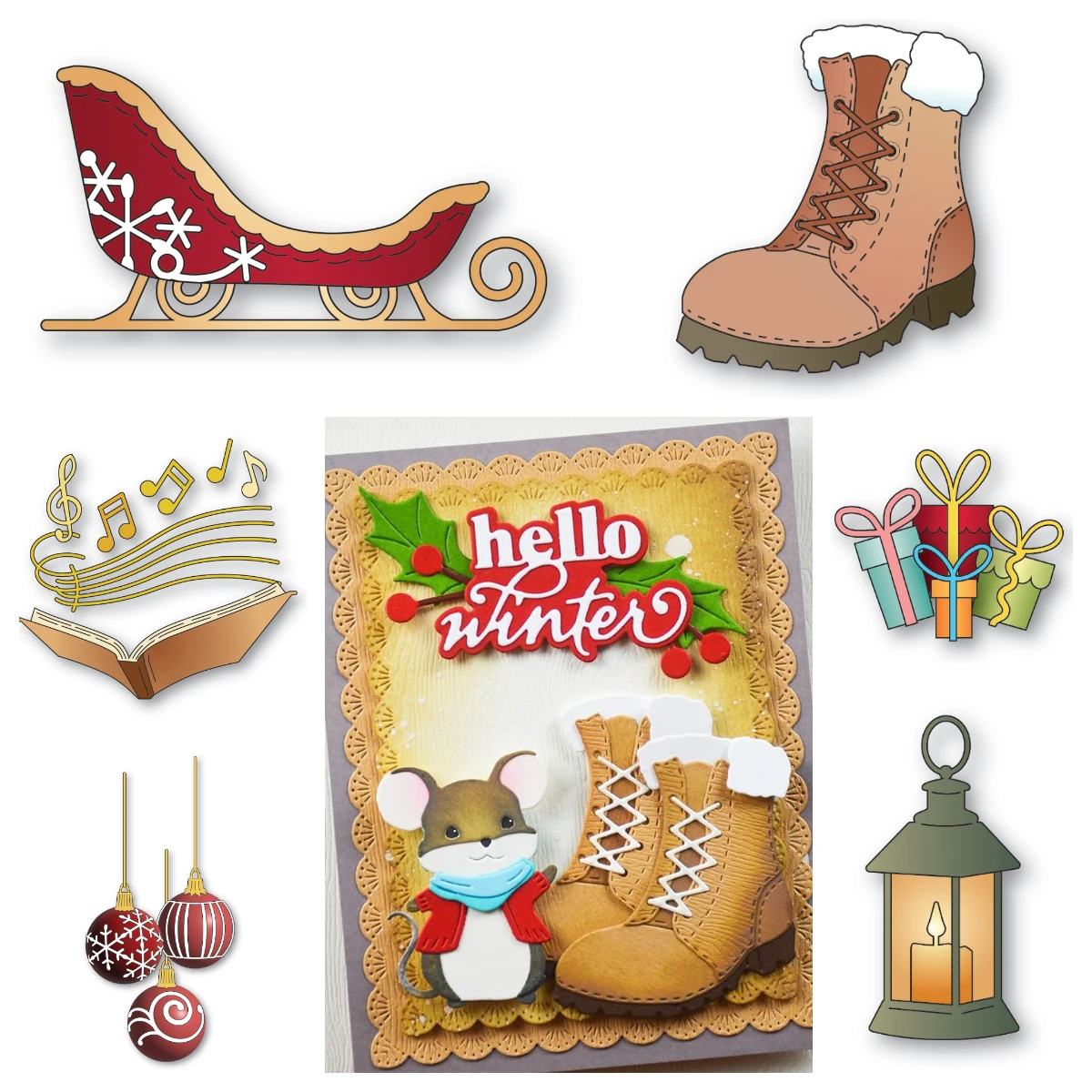 

Winter Boot Dies Metal Cutting Dies Decorating Scrapbook Diy Paper Card Album Mould Embossing Craft 2025 Christmas New Arrival