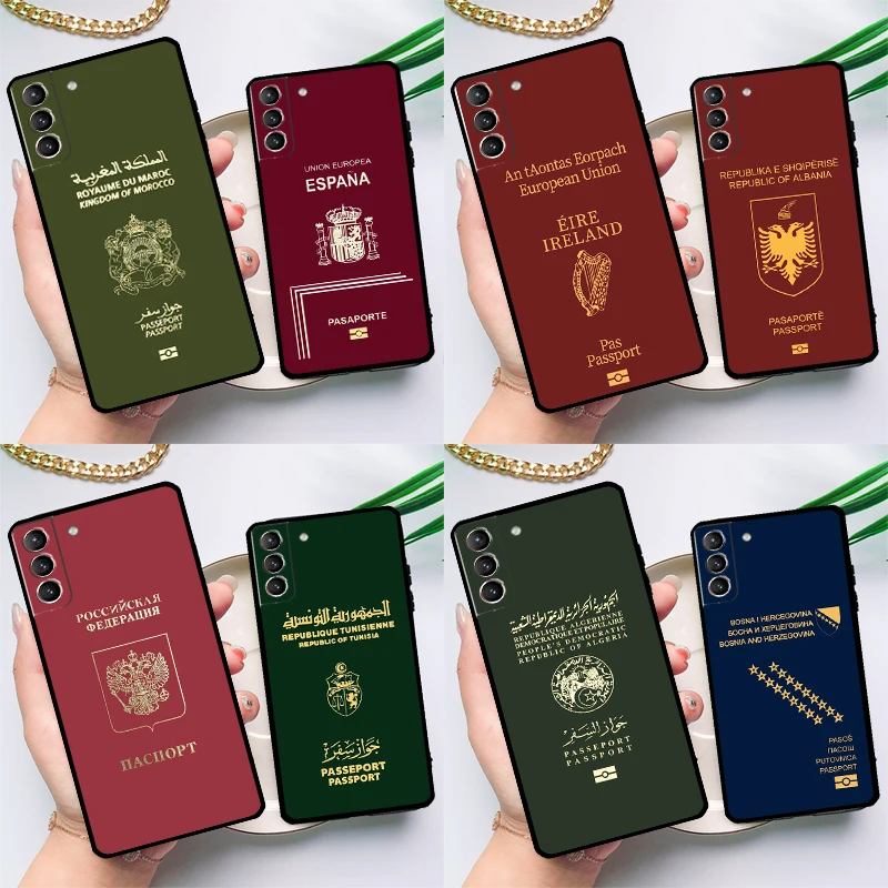 Algerian Russia Serbian Spain Passport Case For Samsung Galaxy S23 S22 Ultra S21 Plus S9 S10 Note 10 20 Ultra S20 S21 FE Cover