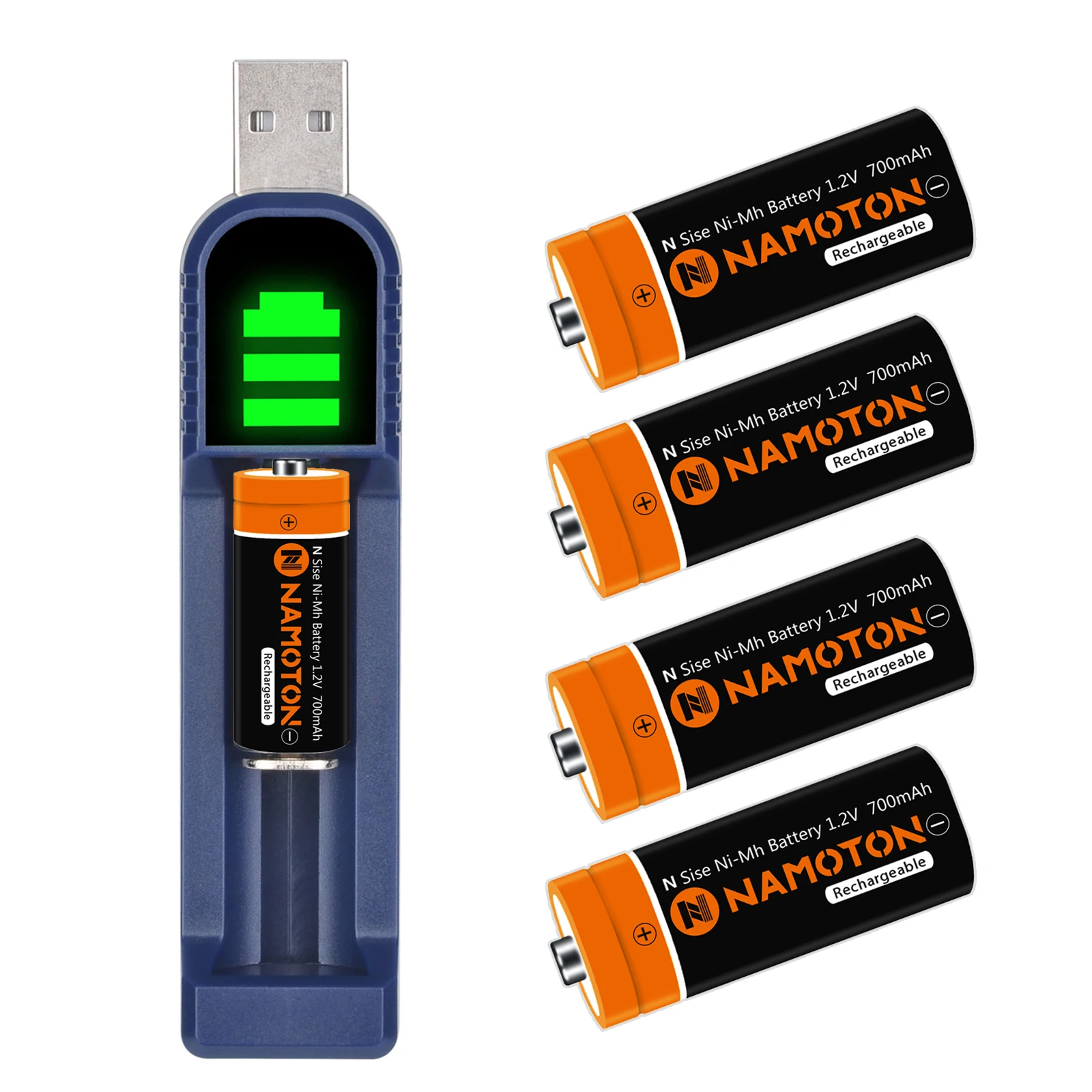 Akumulator 700 mAh N Ni-Mh LR1 1,2 V z ładowarką LED USB do odtwarzacza zegarowego Pilot zdalnego sterowania Latarki