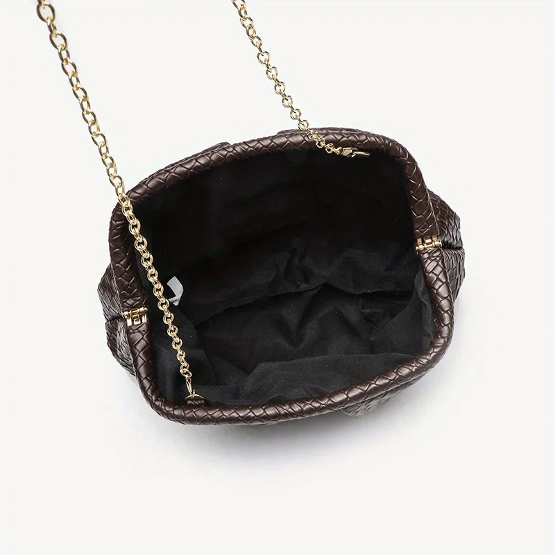 Creative Chain Woven Texture Leather Retro Women's Fashionable Single-shoulder Crossbody Bag view 3