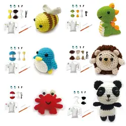 Cartoon Animal Knitting Yarn DIY Material Package Set, Hand Woven Doll Hook Thread, Pendant, Keychain, Home Decor, English Video