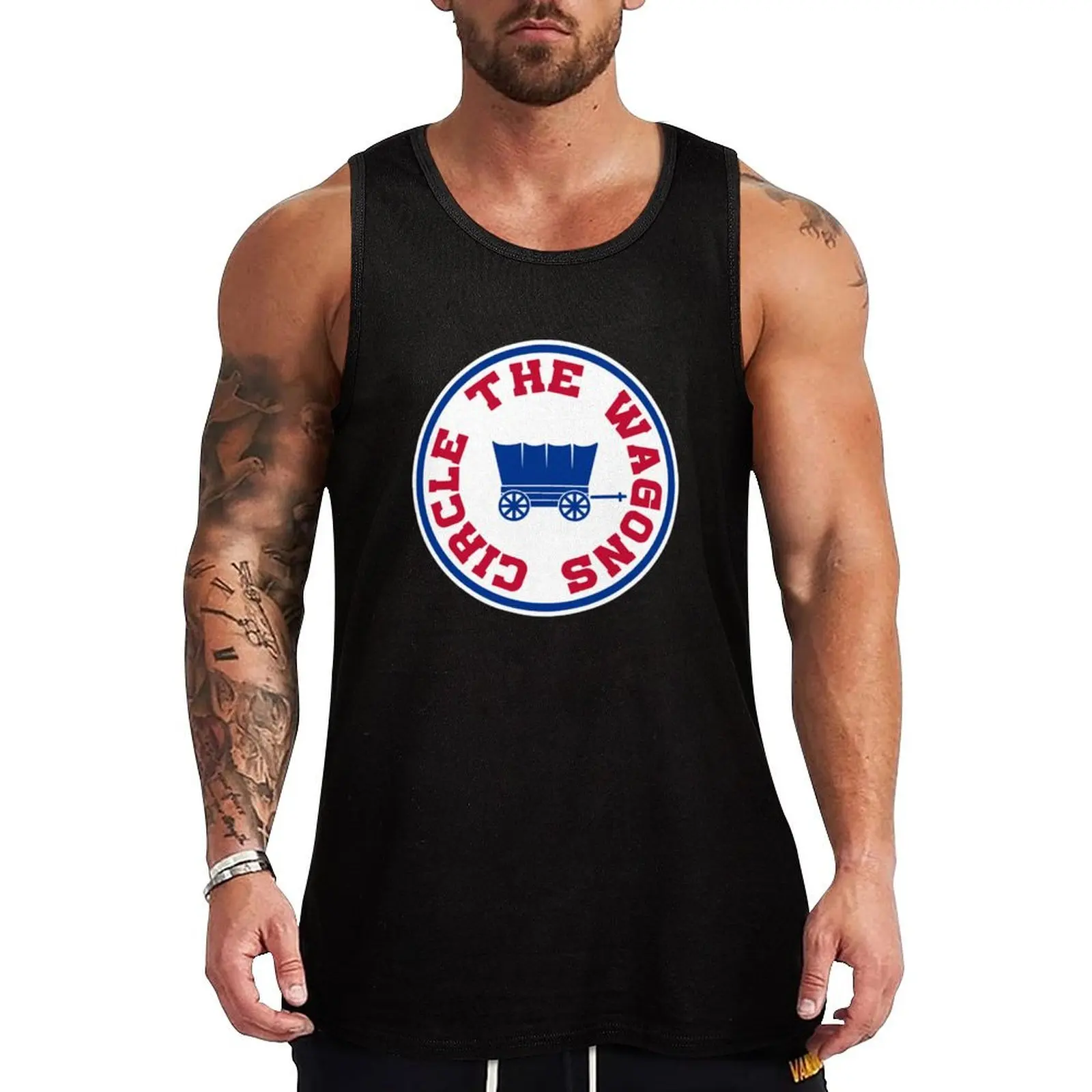 

Circle The Wagons - White Tank Top bodybuilding for men sleeveless tshirts for men Men sleeveless tee