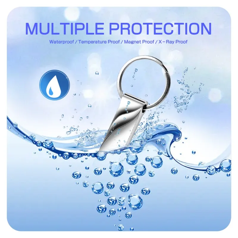 USB 2.0 Flash Drive 4GB/ 8GB / 16GB / 32GB / 64GB/128GB Memory Stick Metal Waterproof USB Flash Drive Business USB Flash Disk