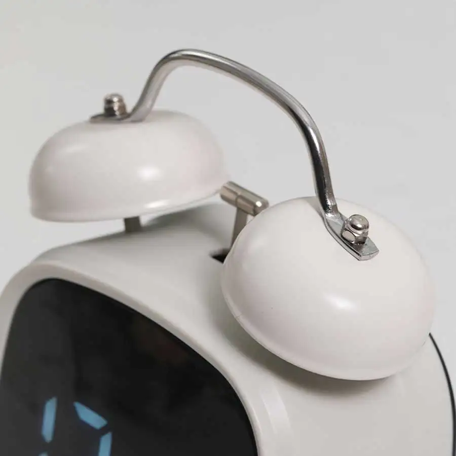 Multifunction Alarm Clock Metal Alarm Clock with Powerful Bell LED Screen Plug-In Children's Clock for Heavy Sleepers Home Decor