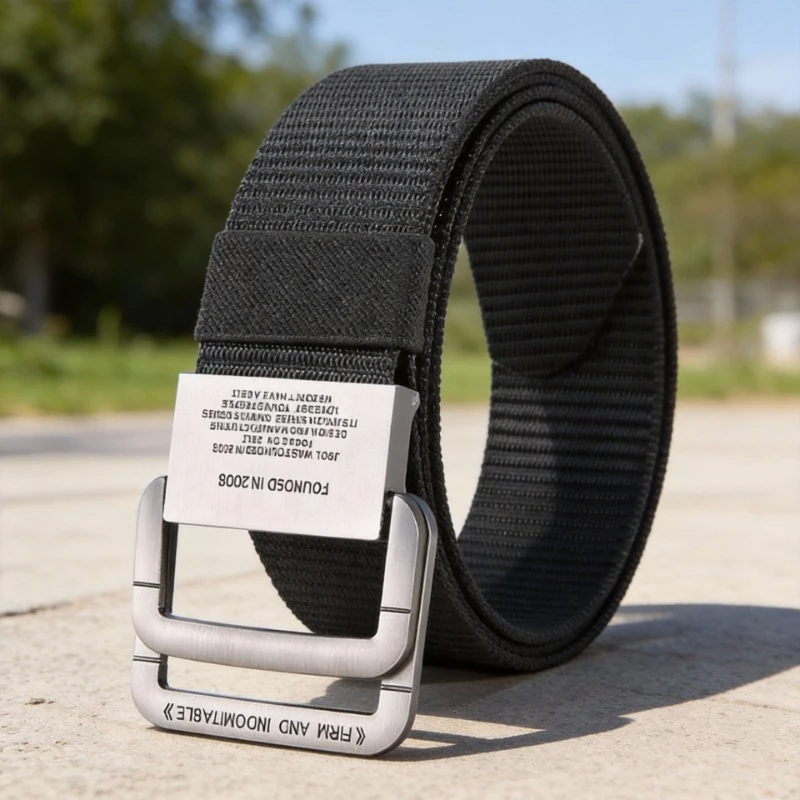 Cintos Masculinos com Fivela Automática, Cintos de Metal para Homens, Cintos de Lona de Nylon de Alta Qualidade, Estilo Casual e Esportivo para Estudantes