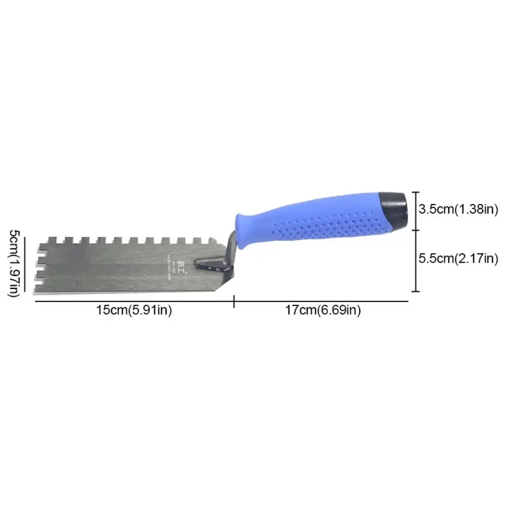 Square Tooth Trowel Tool Professional Efficient Scraping Putty Scraper Carbon Steel Anti Slip Handle Spatula Construction Tool