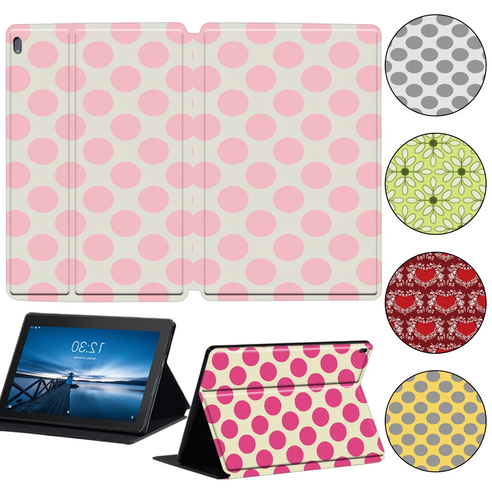 

For Lenovo Tab M7/M8/M10 FHD Plus Dots Pattern Tablet Case Lenovo Tab E10/Tab M10 High Quality Leather Stand Cover + Stylus