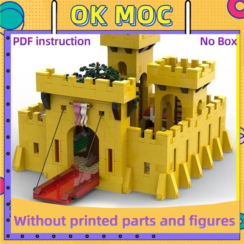 

Средневековая модель крепости Moc, строительные кирпичи, классика, желтый замок, технология, модульные блоки, подарок, Рождественская игрушка, набор «сделай сам», сборка