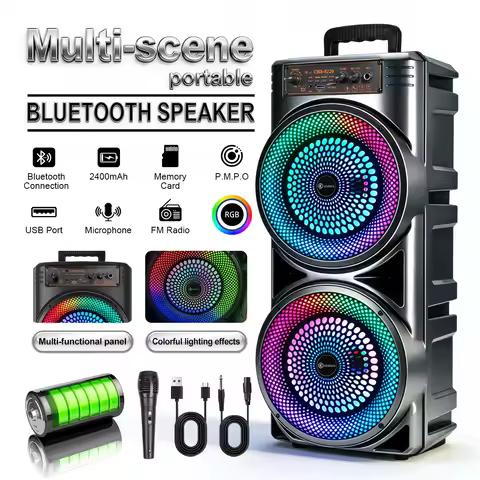 Bluetooth Floor Speaker - Wireless Stereo System with Double Speaker, Portable Subwoofer