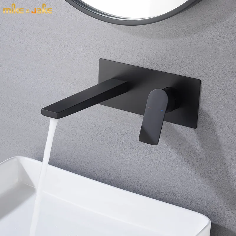 

Black in wall faucet build in wall hot and cold brass basin mixer hot and cold black sink tap bathroom wall black water tap