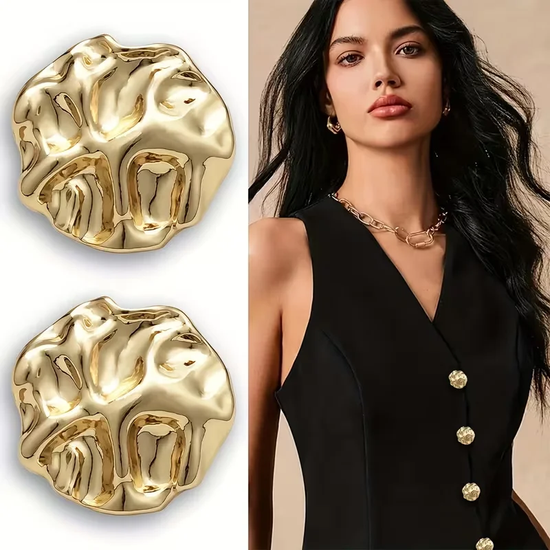 A Set of 10 Unique Golden Buttons in Sizes 18mm, 23mm and 25mm, Suitable for Use in Clothing, Decorations and Handicraft Project