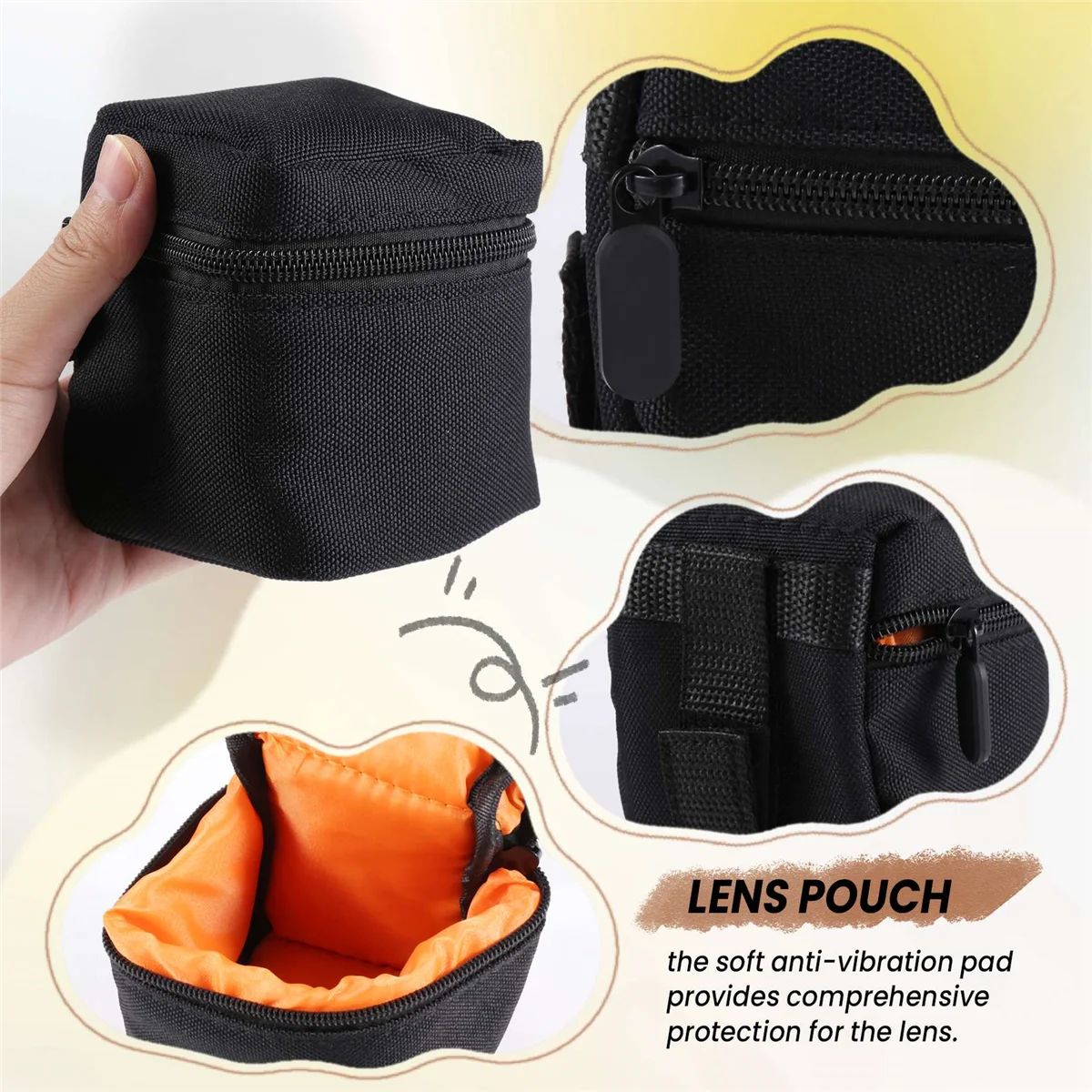 Camera Lens Bag DSLR Padded Thick Shockproof Protective Pouch Case Lens Pouch for DSLR Camera