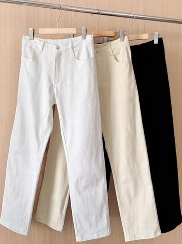 

New 2025 Men's Comfortable Straight Leg Jeans Elastic Cotton Business Commuter Pants Casual Wear mid Waist Zipper Fly