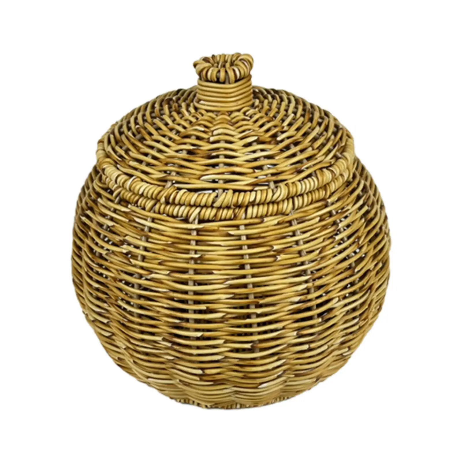 Emulating Rattan Round Storage Basket Multipurpose Durable for Food Snack Jewelry