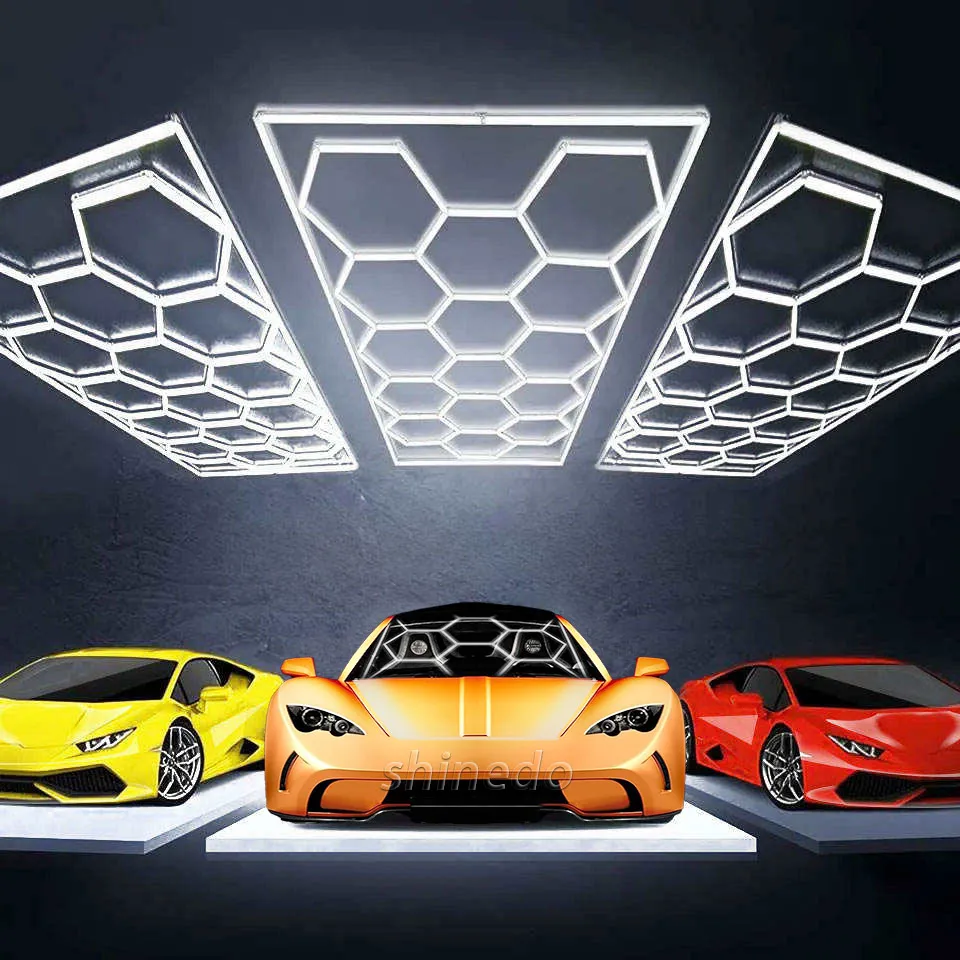 

Hexagon LED Garage Light Honeycomb Detailing Car Auto Body Repair Wash Station Workshop Linear Bar Tube Light