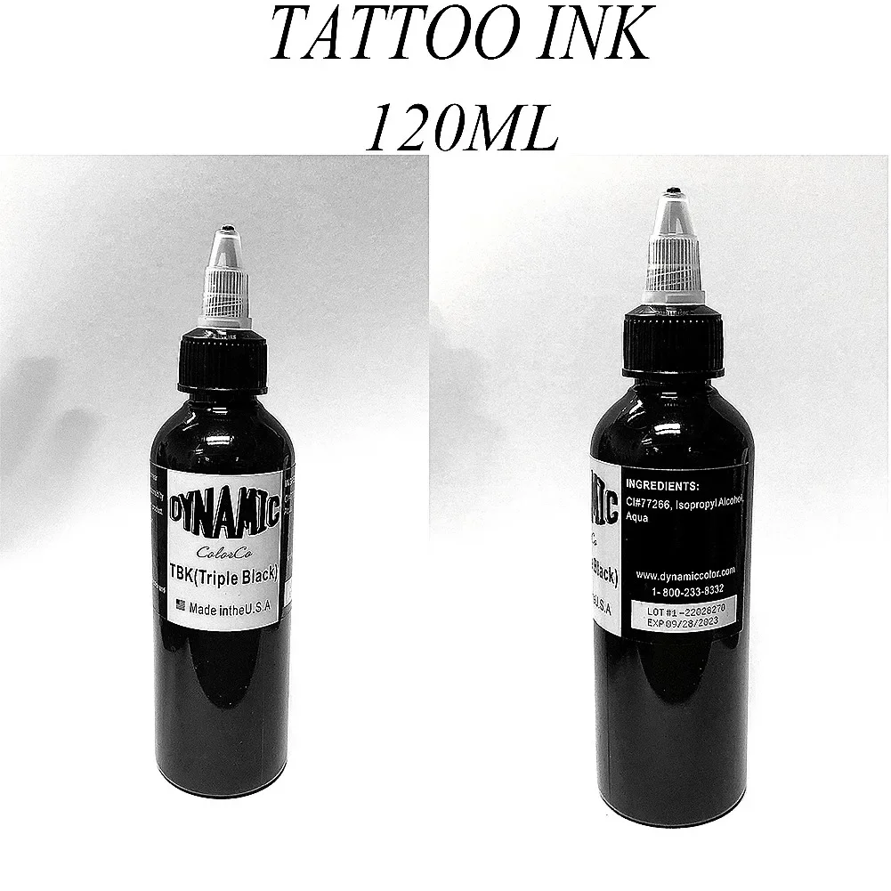 Tinta de tatuaje de Triple pigmento negro dinámico, edición de calidad, 120ml, Color corporal, Material de tatuaje