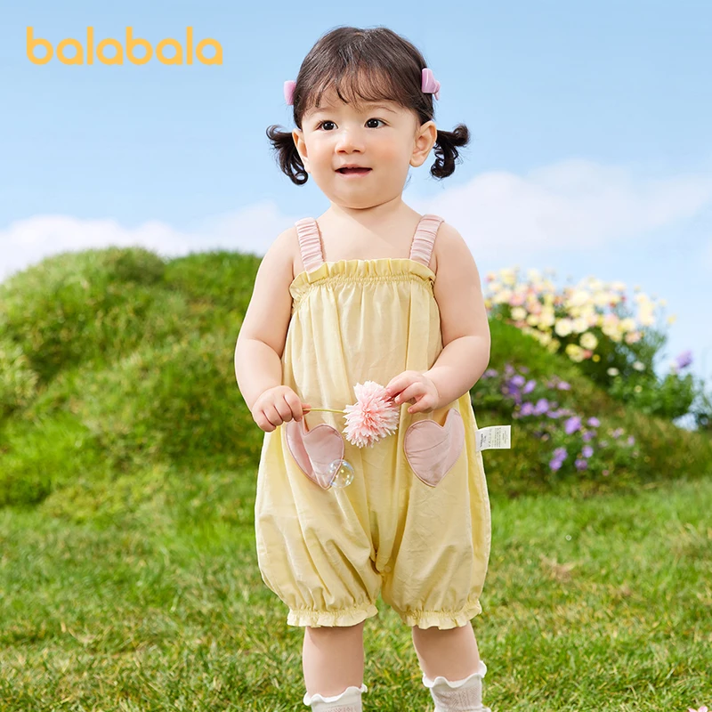 

Balabala Baby Rompers Girls Infant Bodysuits Crawling Suits Girls New Trendy and Stylish 2024 Summer New Outfits