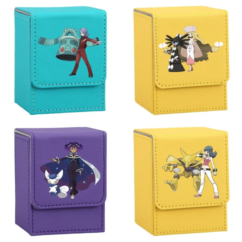 Caitlin Card Case Alakazam Lucian Gothitelle Bronzong Ptcg Diy Leather Action Toy Figure Anime Game Collection Storage Box