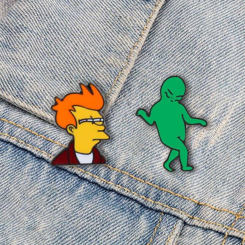 Cartoon Brooch Saucerman American Youth Philip J. Fry Badge TV Show Pin Brooches For Women Children Gift Enamel Pins Men Jewelry