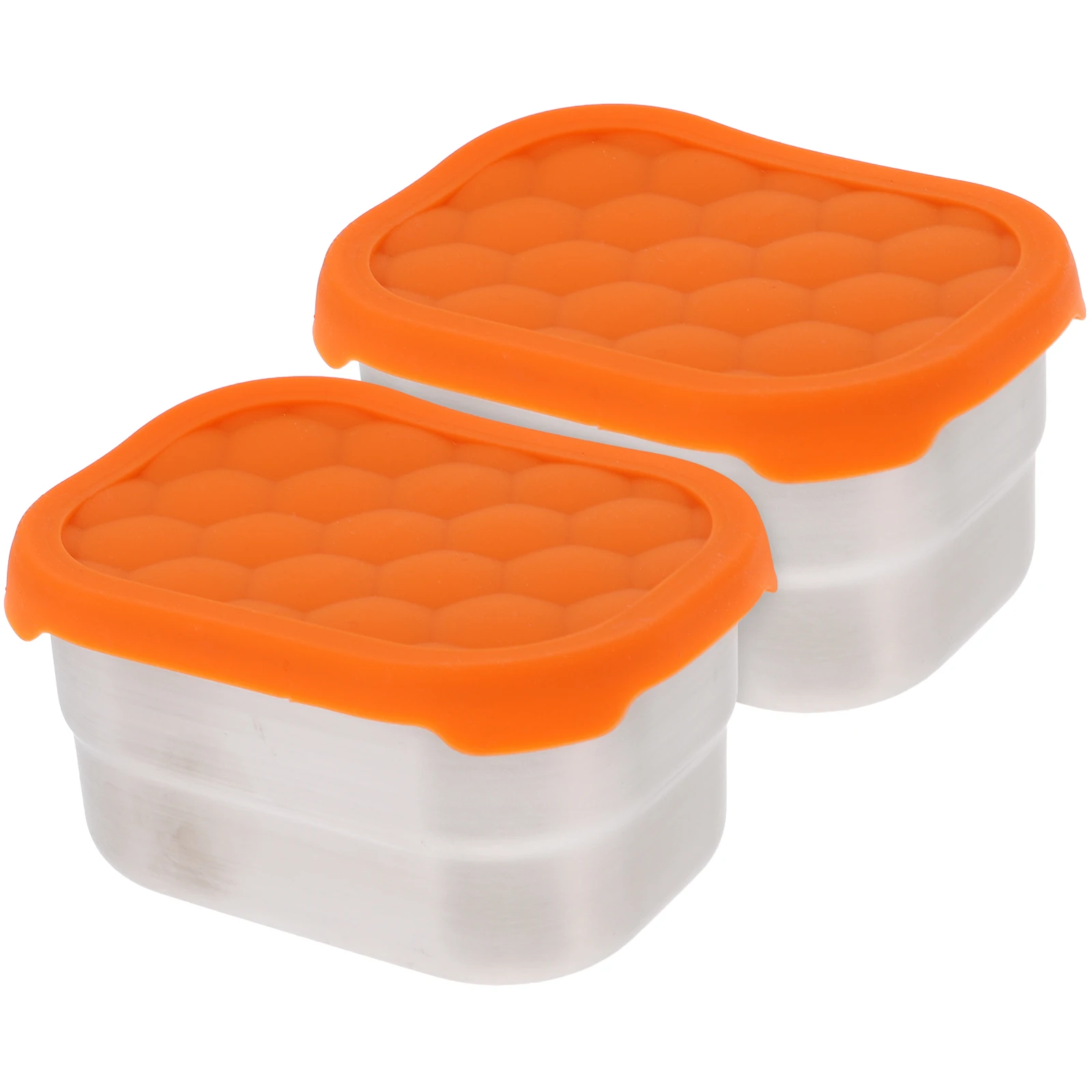 

2 Stainless Steel Food Storage Containers Sealed Prep Child Lunch Boxes Crisper Metal Lids Keep Organizers Fruit