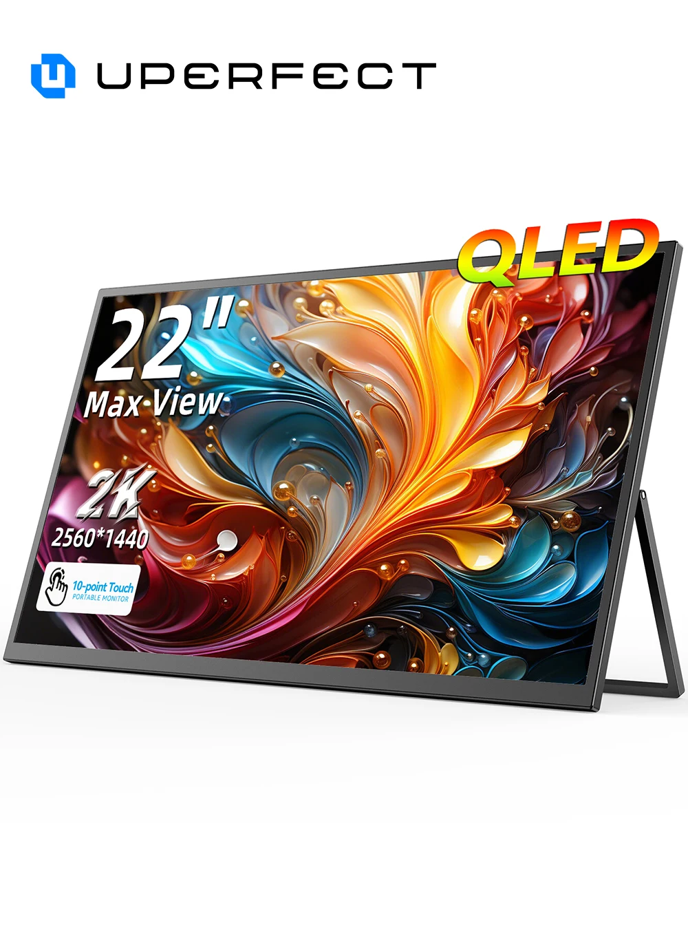 UPERFECT QLED Computer Display 22" Monitor 2K 1440P 100% Adobe RGB 10Point Touch Screen With Stand For Laptop PC Mac Phone Game