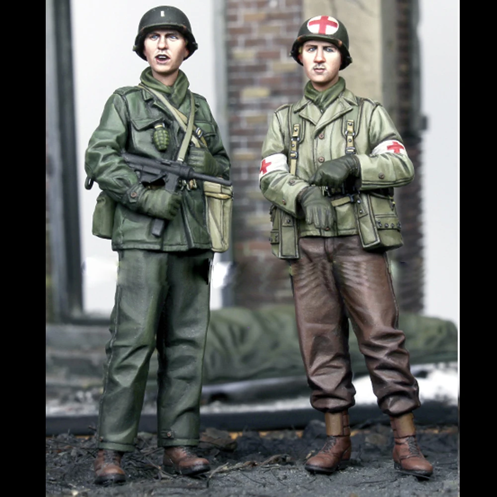 1/35 US Infantry and Medic Set, Resin Model figure soldier, GK, WWII Military themes, Unassembled and unpainted kit