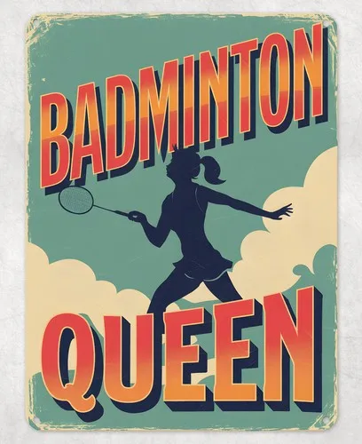Badminton Queen Game Serve Metal Poster Wall Tin Sign Man Cave Shed Home Plaque --Tin Sign