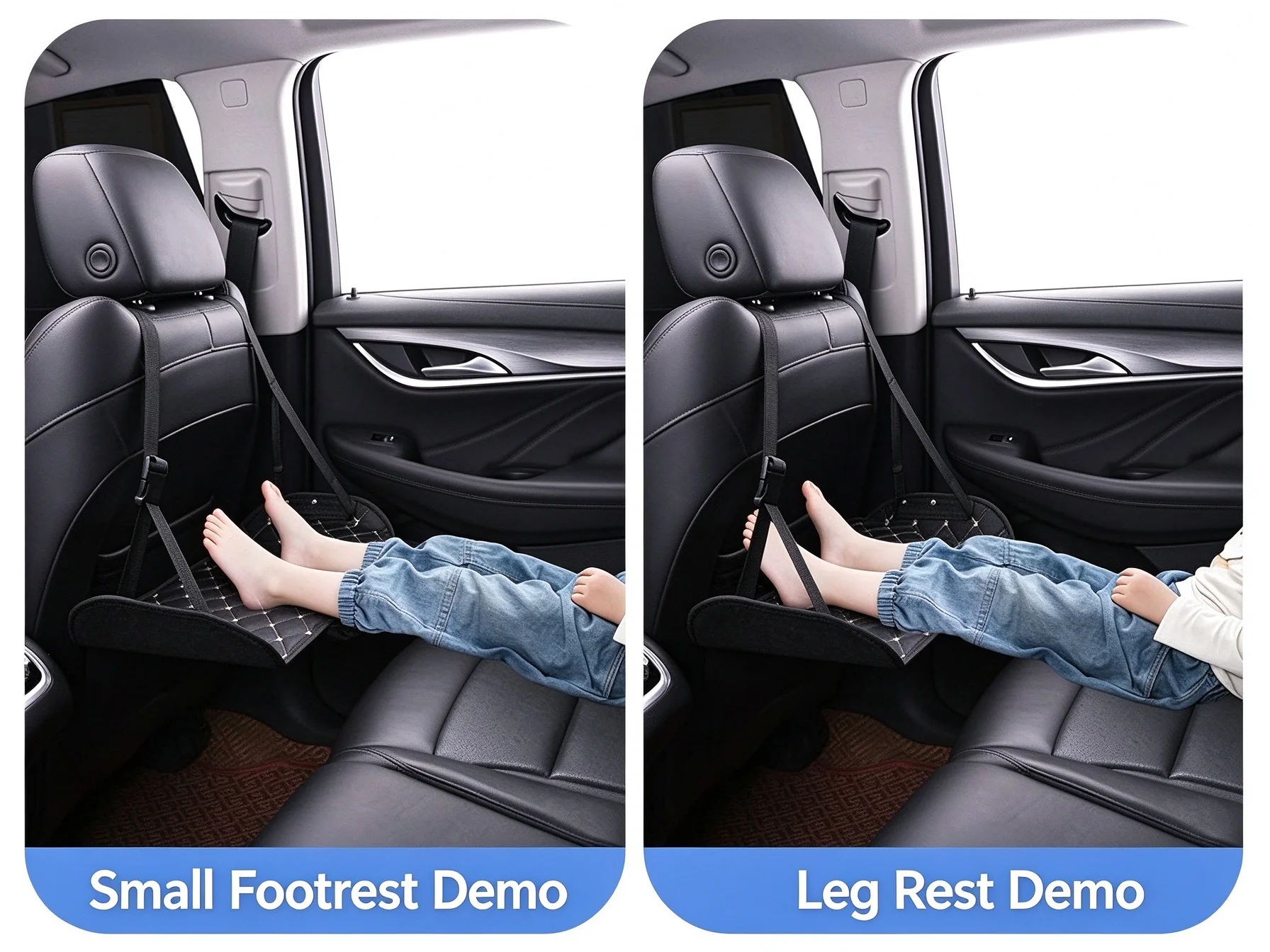 Car Rear Seat Footrest Travel Leg Rest Cushion Portable Foot Support for Kids Adults Long Distance Road Trips