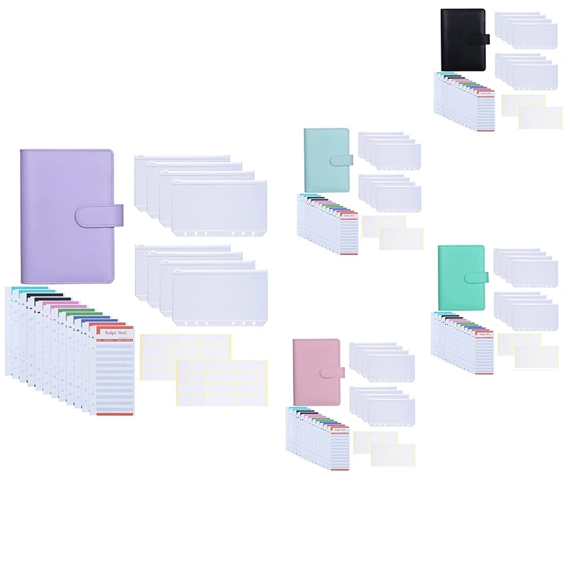 A6 PU Leather Binder Cover With 8PCS A6 Binder Pockets Good For Keep Cash Coupons Passport Tickets Notes Cards