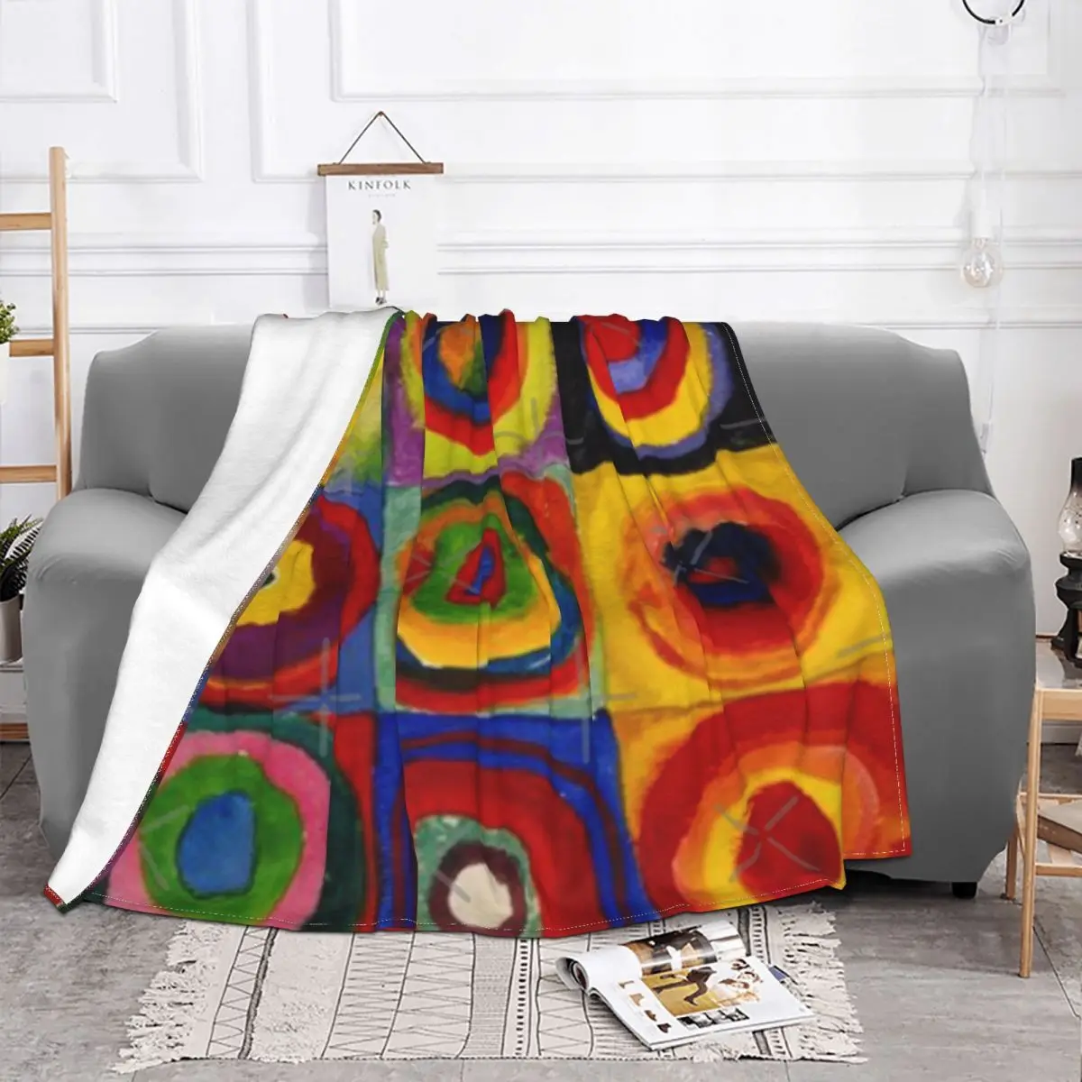 Kandinsky - Squares With Concentric Home Bed Blanket Quilt For Bed Blankets And Blankets Throw Blanket