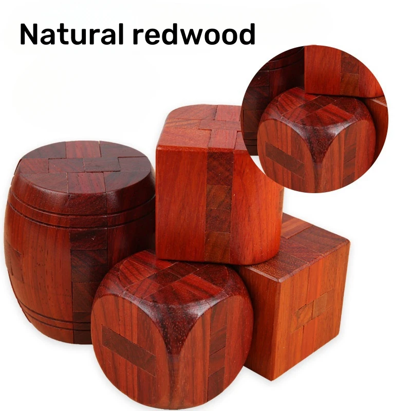 Large Rosewood 3D Puzzle High Difficulty Unlocking Toy Adult IQ Challenge Kong Ming Lock Spatial Thinking Game Kids Puzzle Toy