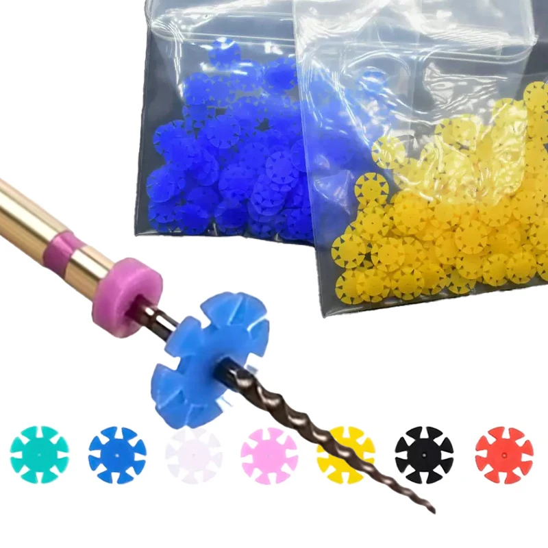 100 Pcs Root Canal Files Stopper Disinfection Marking Circle Dental Mark Ring Counting Rubber Stopper