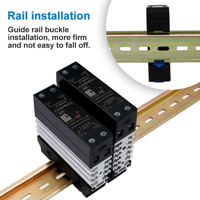 LCTC SSR Solid State Relay Single Phase Din Rail Mounted Slim Relay With Heat Sink 10A 25A 40A 50A 60A 80A Industrial Relay