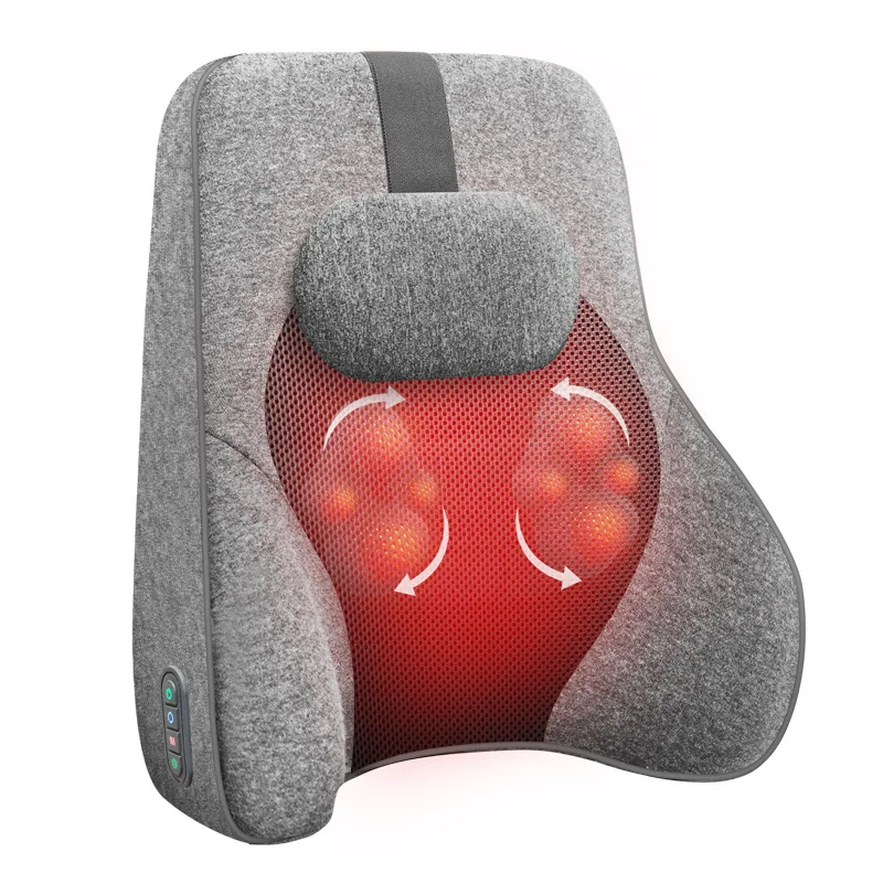 Neck Back & Waist Shiatsu Massage Pillow with Heat and Plug-In Function for Home Use